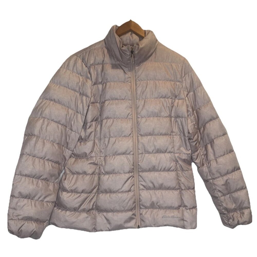 Eddie Bauer Womens EB650 Dusty Rose Pink Puffer‎ Full Zip Down Jacket Coat L